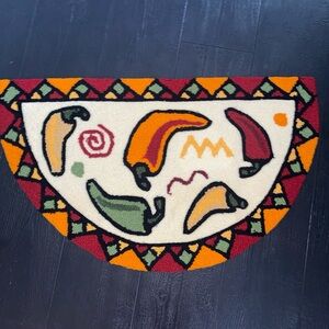Kitchen Woven Rug Half Circle Pepper Print